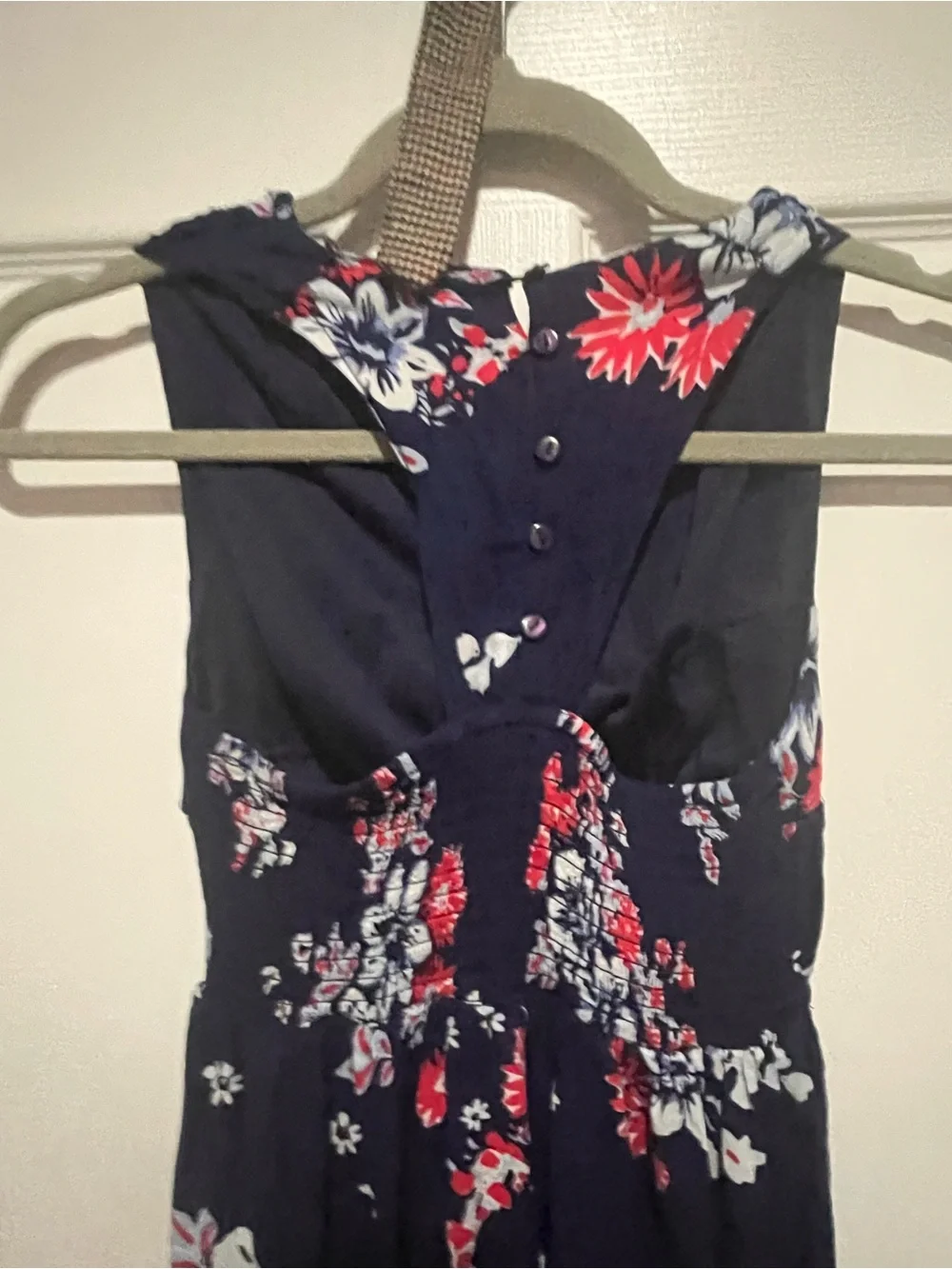 Japna Navy Floral V-Neck Maxi Dress with Red & White Floral Print - Picture 5 of 8